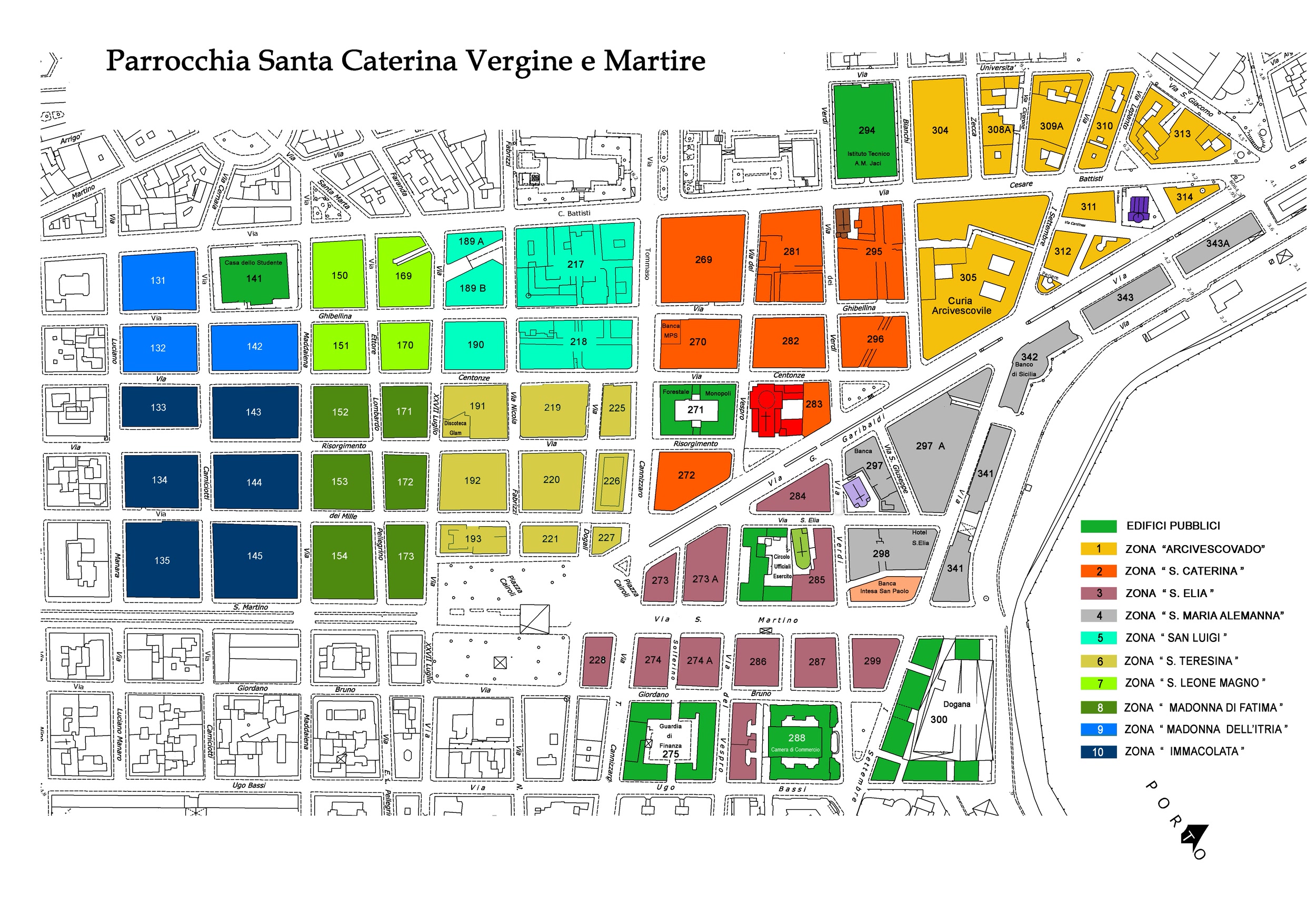Planimetria del territorio della Parrocchia S. Caterina